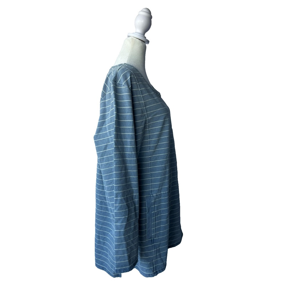 J Jill Pure Jill Indigo Tunic Top Shirt Womens XL Blue Striped Lagenlook Coastal - Picture 4 of 13